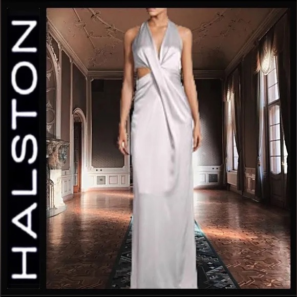 Halston Heritage Deep V Silver Dress - Picture 10 of 11